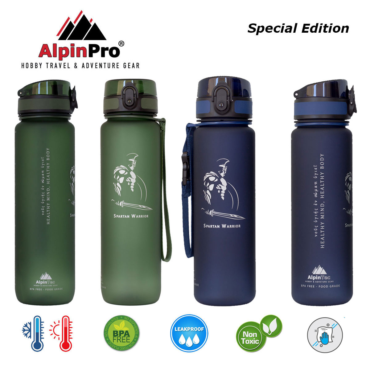 Water bottle 1000ml - AlpinPro - BPA free - Leakproof